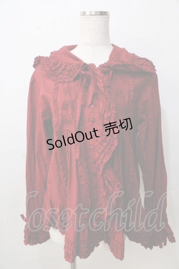 画像1: PINK HOUSE / うさぎの耳付きフードブラウス F 赤 Y-25-09-14-058-LO-BL-SZ-ZY (1)