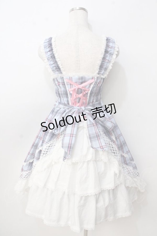 画像2: BABY,THE STARS SHINE BRIGHT / オリジナルタータンチェックシャーリングプリンセスジャンパースカート  サックス Y-25-09-14-066-BA-OP-SZ-ZY (2)