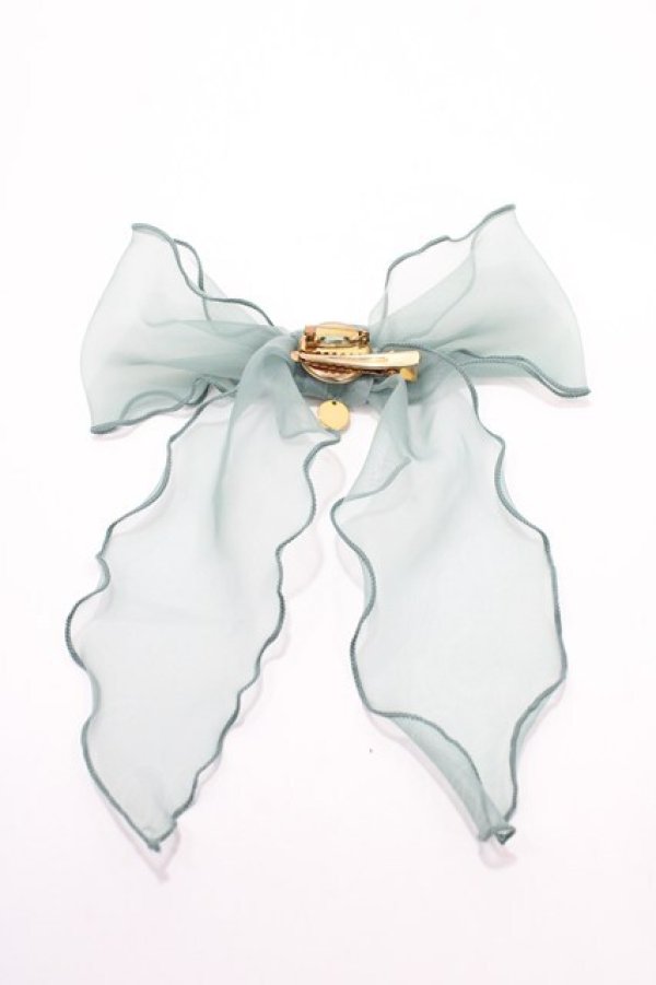 画像2: Perla nell' ostrica / オーガンジーリボンクリップ  グリーン Y-25-09-14-010-EL-AC-SZ-ZT486-F001 (2)