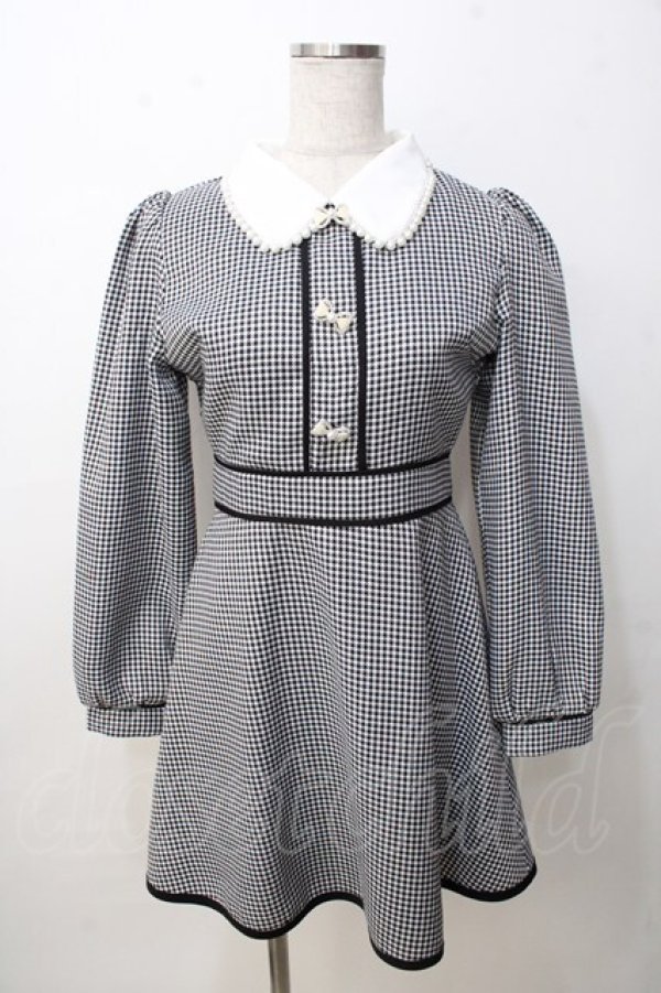 画像1: evelyn / リボンビジュー襟ミニワンピース  黒 Y-25-09-14-087-LO-OP-SZ-ZY (1)