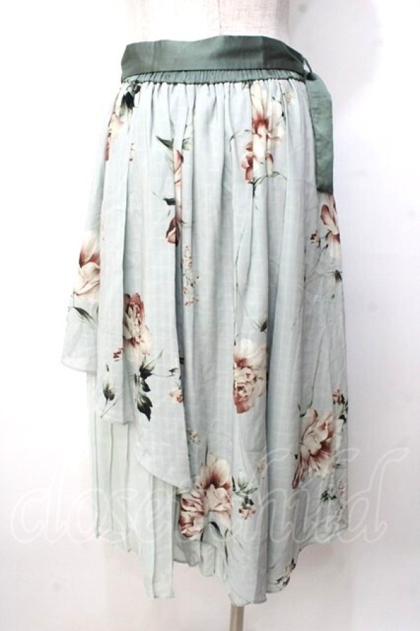 画像2: axes femme / 花柄シアーチェックフレアスカート F ミント Y-25-09-14-097-AX-SK-SZ-ZT164 (2)