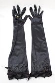 画像1: ALICE and the PIRATES / フリルサテンロンググローブ  黒 Y-25-09-14-015-PA-ZA-SZ-ZY (1)