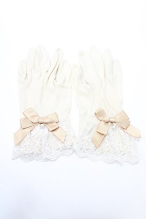 画像: axes femme / レース×リボン使いUV手袋  生成り Y-25-09-14-017-AX-ZA-SZ-ZY