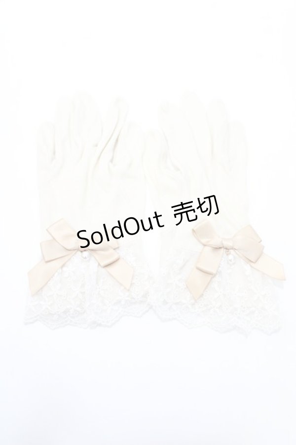 画像1: axes femme / レース×リボン使いUV手袋  生成り Y-25-09-14-017-AX-ZA-SZ-ZT486-F006 (1)