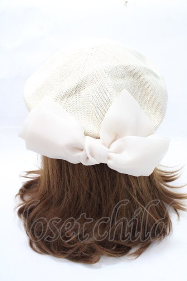 画像2: axes femme / オーガンジーリボンベレー 57.5 生成り Y-25-09-14-021-AX-AC-SZ-ZT-K016 (2)