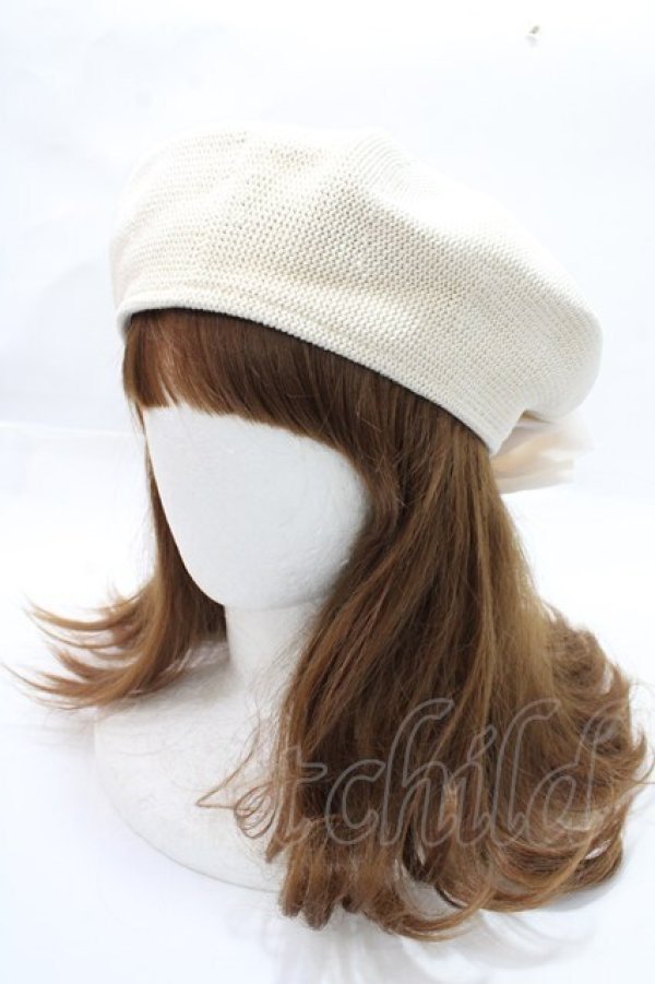 画像3: axes femme / オーガンジーリボンベレー 57.5 生成り Y-25-09-14-021-AX-AC-SZ-ZT-K016 (3)