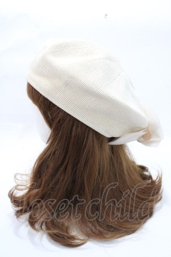 画像4: axes femme / オーガンジーリボンベレー 57.5 生成り Y-25-09-14-021-AX-AC-SZ-ZT-K016 (4)