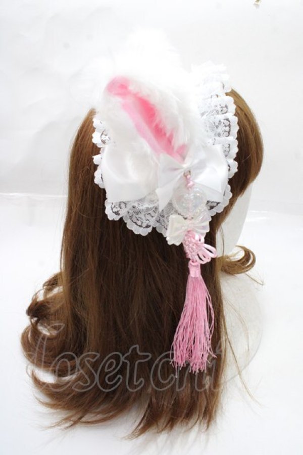 画像3: Estrellas / 耳付きタッセルヘッドドレス  白×ピンク Y-25-09-14-031-EL-AC-SZ-ZY (3)