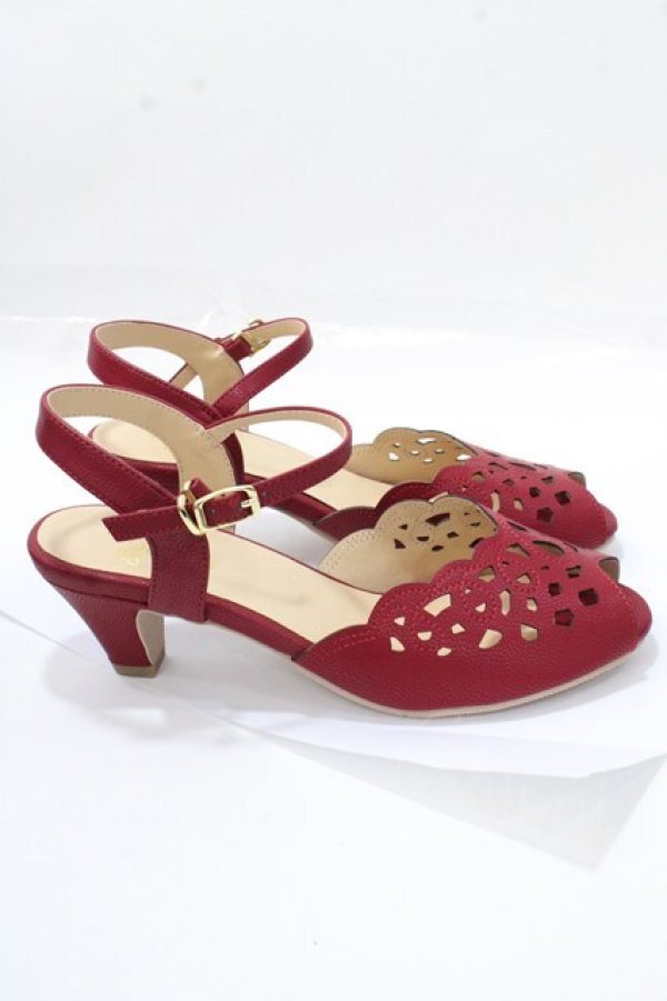 画像4: an another angelus / レースカットワークサンダル L レッド Y-25-09-14-037-CA-SH-SZ-ZT-K017 (4)