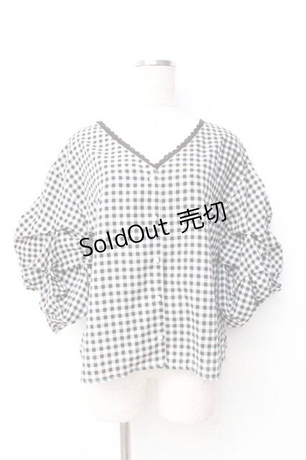 画像1: axes femme / 袖コンシャスブラウス  黒 Y-25-09-16-034-AX-BL-SZ-ZT285 (1)