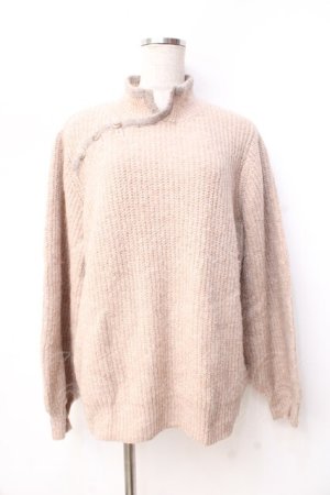 画像: axes femme / チャイナ風メランジニット  ベージュ Y-25-09-16-035-AX-TO-SZ-ZY