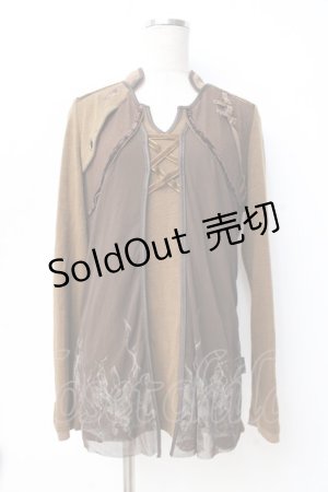 画像: Ozz conte / メッシュ重ねニット  ブラウス Y-25-09-16-041-OO-TO-SZ-ZY