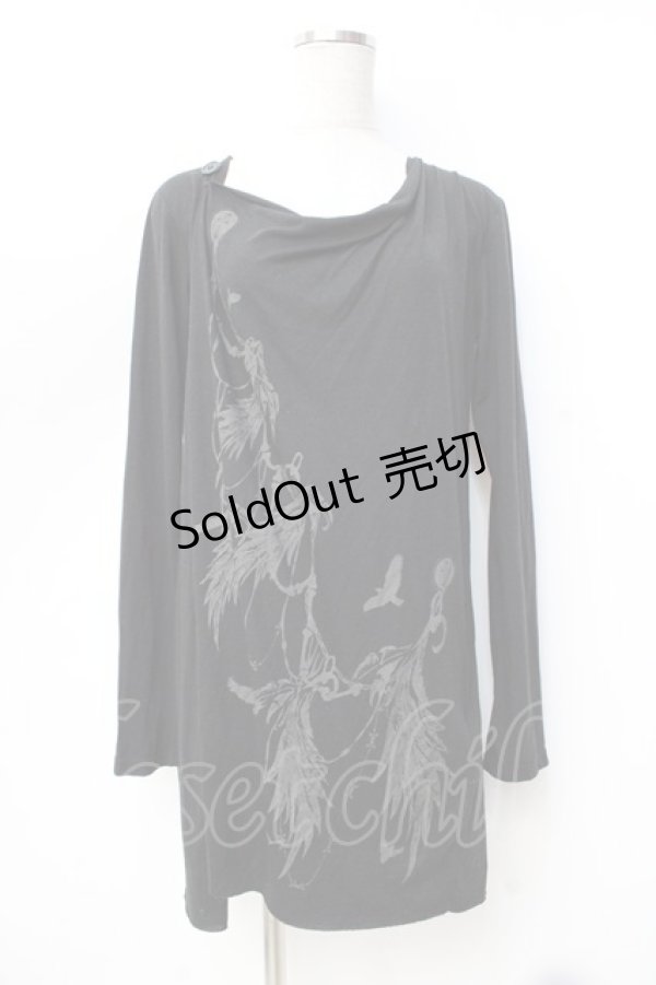 画像1: BPN FOR MEN / プリント入りレイヤード風ロングトップス M 黒 Y-25-09-16-043-GO-TO-SZ-ZY (1)