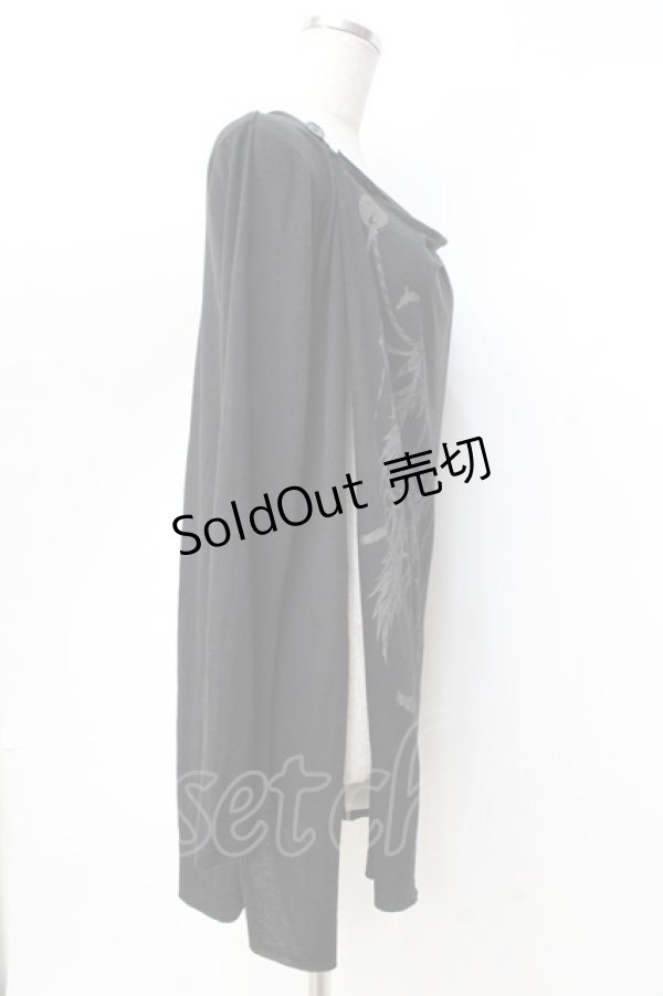 画像2: BPN FOR MEN / プリント入りレイヤード風ロングトップス M 黒 Y-25-09-16-043-GO-TO-SZ-ZY (2)