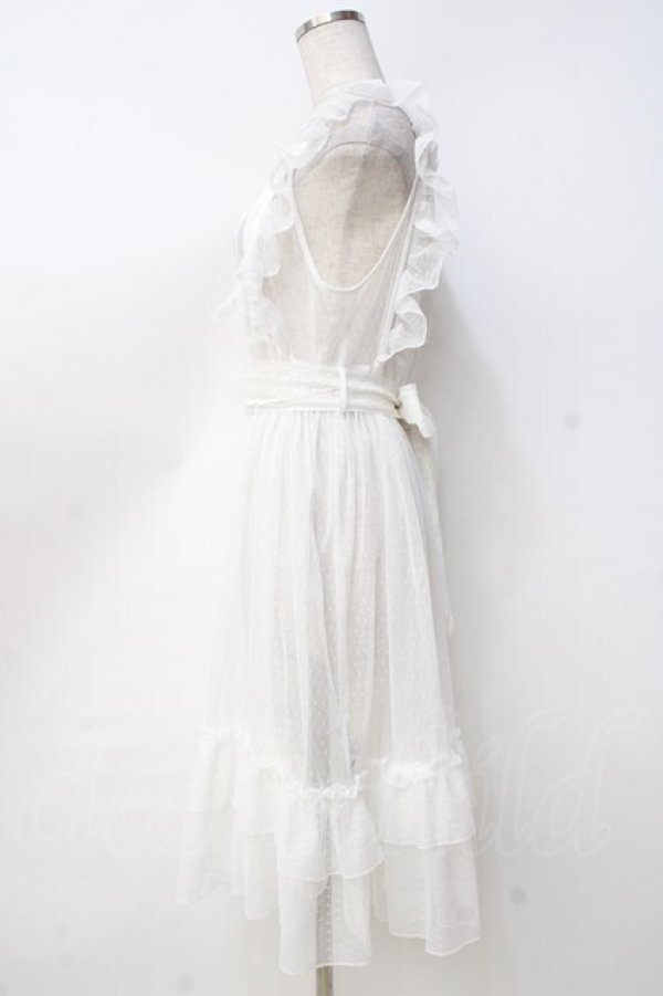 画像2: axes femme kawaii / ドットチュールエプロン M 白 Y-25-09-16-049-AX-OP-SZ-ZY (2)