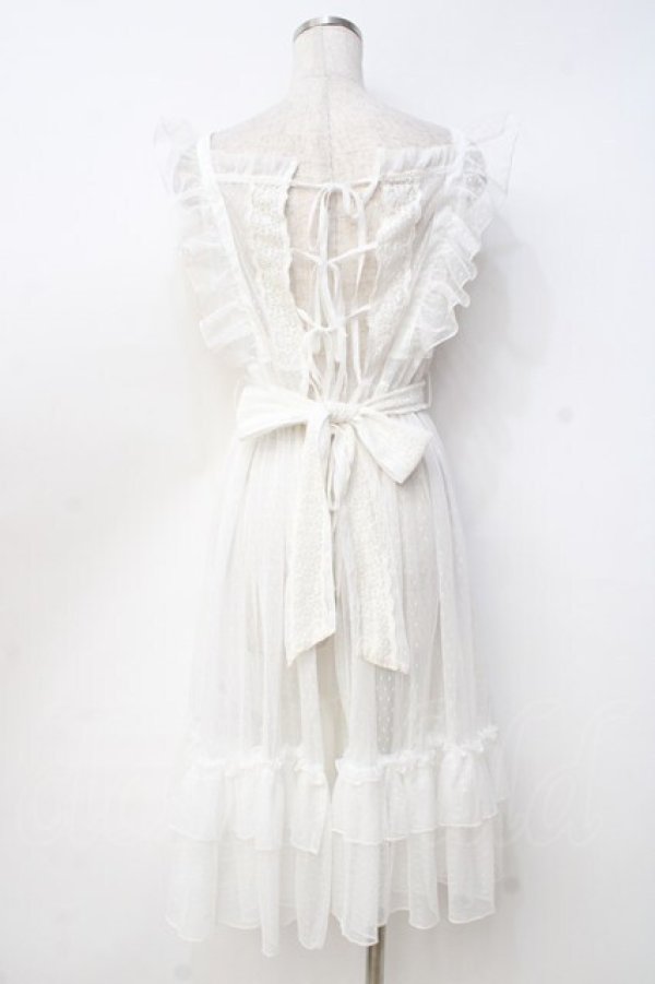 画像3: axes femme kawaii / ドットチュールエプロン M 白 Y-25-09-16-049-AX-OP-SZ-ZY (3)