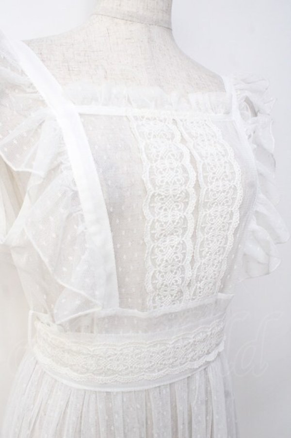 画像4: axes femme kawaii / ドットチュールエプロン M 白 Y-25-09-16-049-AX-OP-SZ-ZY (4)