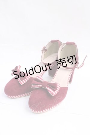 画像: axes femme POETIQUE / ギンガムリボンパンプス L ワイン Y-25-09-16-007-AX-SH-SZ-ZY