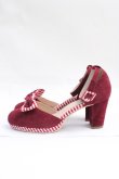 画像2: axes femme POETIQUE / ギンガムリボンパンプス L ワイン Y-25-09-16-007-AX-SH-SZ-ZY (2)
