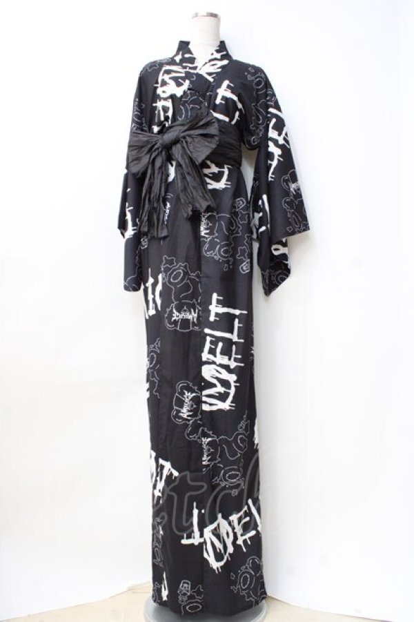 画像6: Amilige / MELT Bear総柄浴衣 F 黒 Y-25-09-16-074-PU-OP-SZ-ZT405 (6)