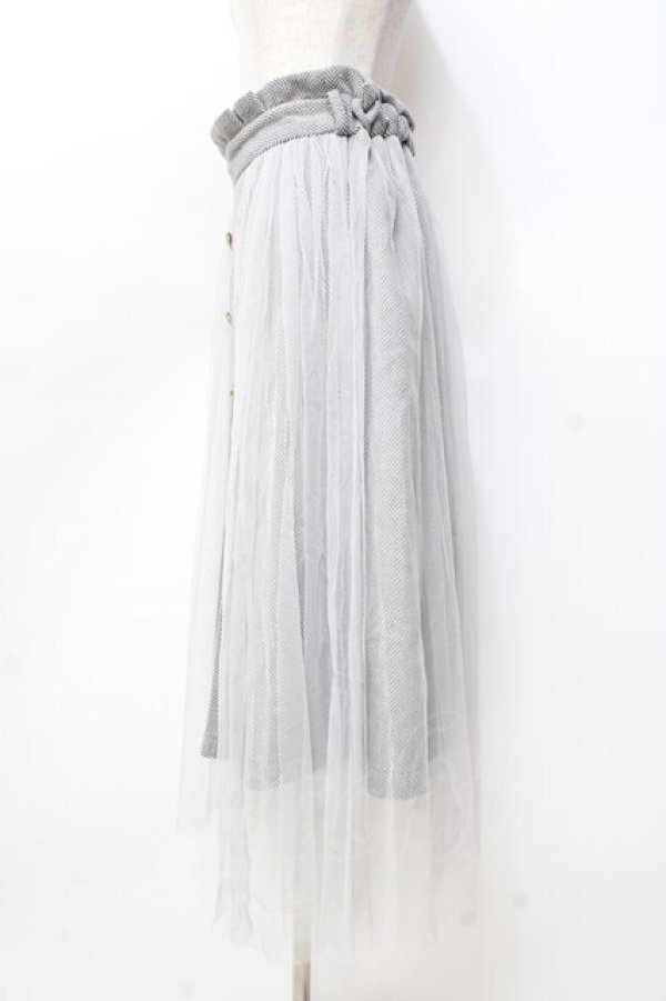 画像2: axes femme / Ｗスコッチ釦レイヤード風スカート  グレー Y-25-09-16-075-AX-SK-SZ-ZI (2)