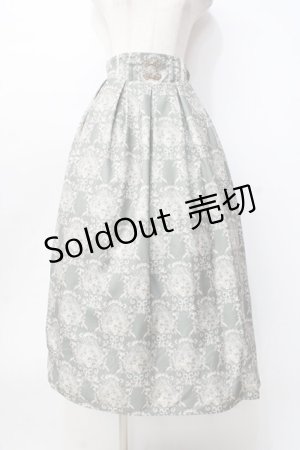 画像: axes femme / ローズガーランド柄ロングスカート  グリーン Y-25-09-16-082-AX-SK-SZ-ZI