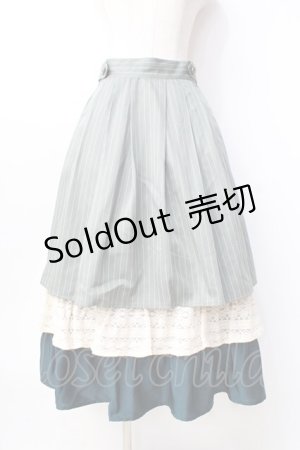画像: axes femme POETIQUE / 異素材ティアードフリルスカート  グリーン Y-25-09-16-084-AX-SK-SZ-ZY