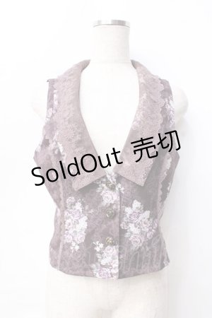 画像: axes femme / グランブーケ柄レース襟ベスト  ブラウン Y-25-09-16-013-AX-TO-SZ-ZY