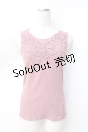 画像: axes femme / 薔薇レース使いリブタンク  コイピンク Y-25-09-16-016-AX-TO-SZ-ZY