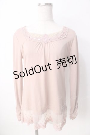 画像: axes femme / レースデザインカットソー  ピンク Y-25-09-22-041-AX-TO-SZ-ZY