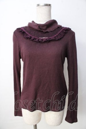 画像: axes femme / レース切り替えテレコニットソー  パープル Y-25-09-22-043-AX-TO-SZ-ZY