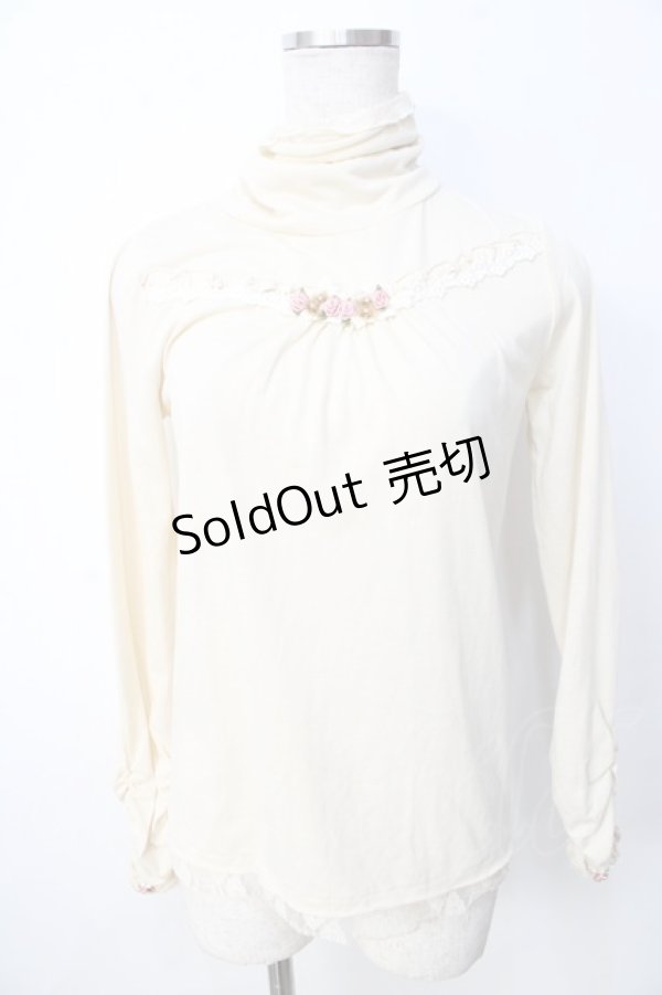 画像1: axes femme / プチローズハイネックカットソー  生成り Y-25-09-22-045-AX-TO-SZ-ZY (1)