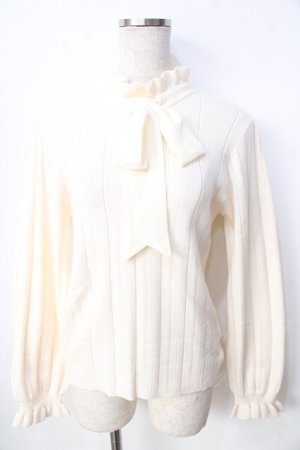 画像: axes femme POETIQUE / シフォンボウタイ付ニットプルオーバー M 生成り Y-25-09-22-047-AX-TO-SZ-ZY