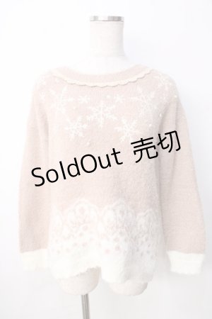 画像: axes femme / 雪柄パネル刺繍ニットプルオーバー  ベージュ Y-25-09-22-050-AX-TO-SZ-ZI