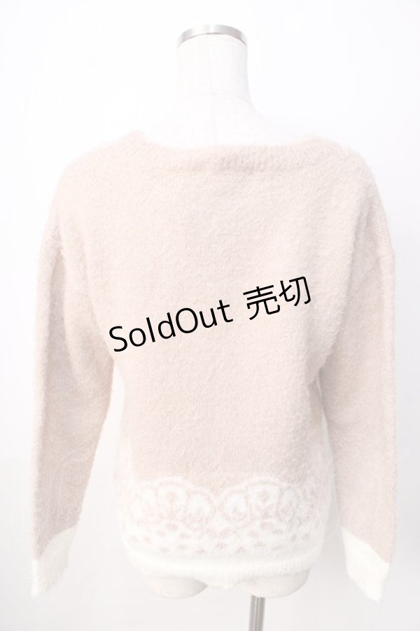 画像2: axes femme / 雪柄パネル刺繍ニットプルオーバー  ベージュ Y-25-09-22-050-AX-TO-SZ-ZI (2)