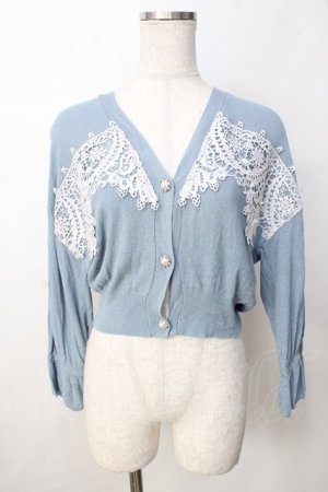 画像: axes femme / モチーフレースショートカーデ M サックス Y-25-09-22-051-AX-TO-SZ-ZY