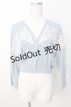 画像: axes femme / モチーフレースショートカーデ M サックス Y-25-09-22-051-AX-TO-SZ-ZI