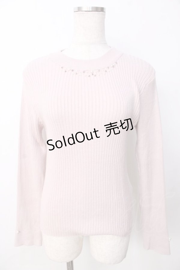 画像1: axes femme / ランダムパールデザインニット  ピンク Y-25-09-22-052-AX-TO-SZ-ZY (1)