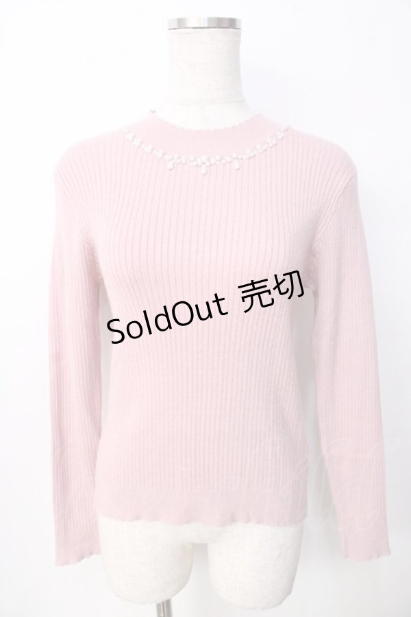 画像1: axes femme / パールビジューニット  ピンク Y-25-09-22-054-AX-TO-SZ-ZI (1)