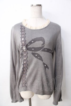 画像: axes femme / ラッピングリボンデザインニット  グレー Y-25-09-22-059-AX-TO-SZ-ZY