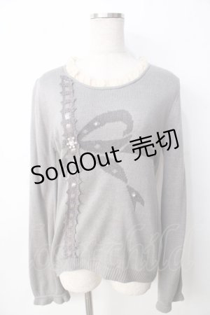 画像: axes femme / ラッピングリボンデザインニット  グレー Y-25-09-22-059-AX-TO-SZ-ZI