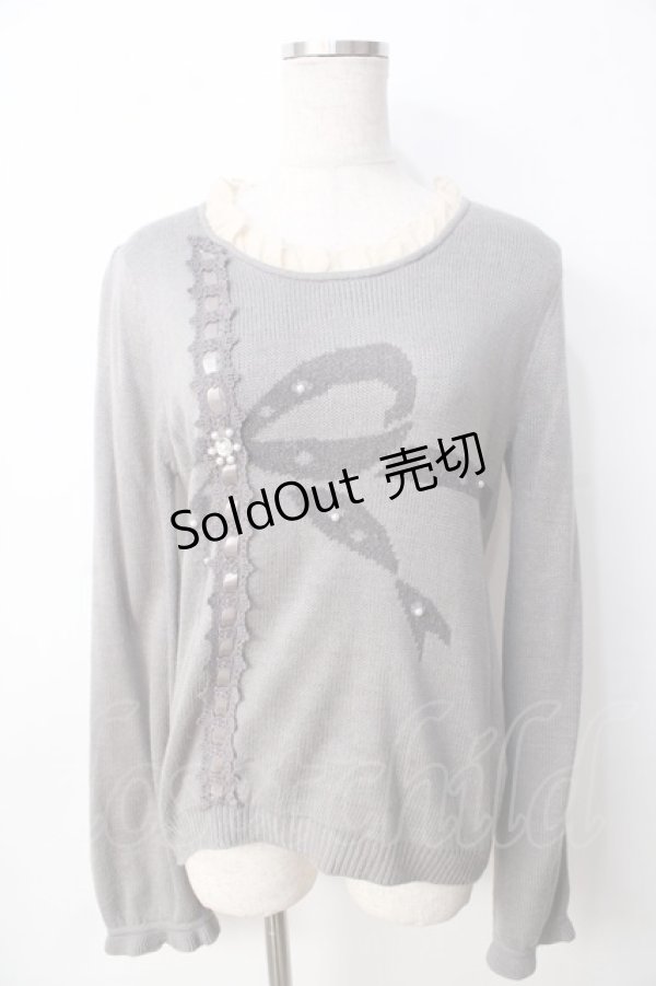 画像1: axes femme / ラッピングリボンデザインニット  グレー Y-25-09-22-059-AX-TO-SZ-ZI (1)