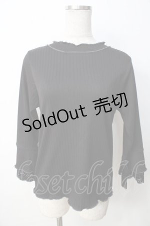 画像: axes femme / レース重ね袖メローリブプルオーバー F 黒 Y-25-09-22-065-AX-TO-SZ-ZI