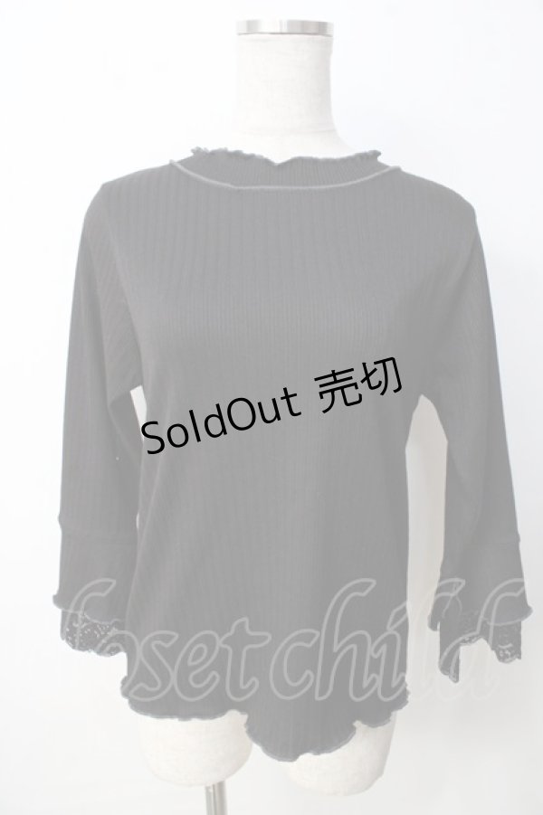 画像1: axes femme / レース重ね袖メローリブプルオーバー F 黒 Y-25-09-22-065-AX-TO-SZ-ZI (1)