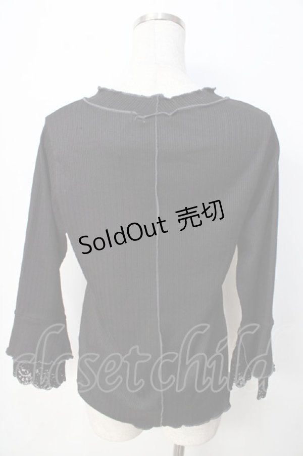 画像2: axes femme / レース重ね袖メローリブプルオーバー F 黒 Y-25-09-22-065-AX-TO-SZ-ZI (2)