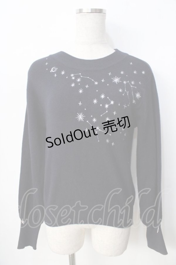 画像1: axes femme / テレスコープラメ刺繍ニット F 紺 Y-25-09-22-066-AX-TO-SZ-ZY (1)