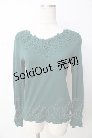 画像: axes femme / お花レースインナープルオーバー M グリーン Y-25-09-22-070-AX-TO-SZ-ZI