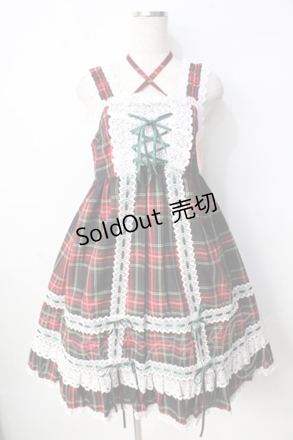 画像1: BABY,THE STARS SHINE BRIGHT / タータンチェックベビードールジャンパースカート  グリーン Y-25-09-22-090-BA-OP-SZ-ZY (1)