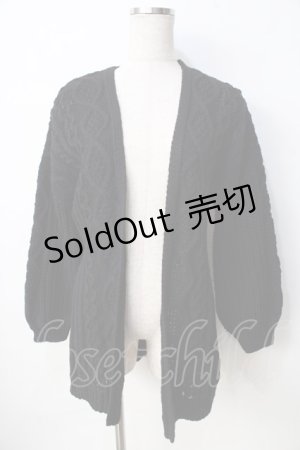 画像: axes femme / 編みニットコーディガン M 黒 Y-25-09-22-098-AX-TO-SZ-ZY