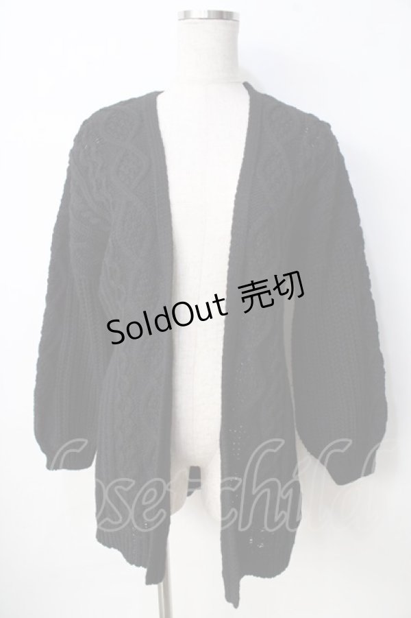 画像1: axes femme / 編みニットコーディガン M 黒 Y-25-09-22-098-AX-TO-SZ-ZY (1)